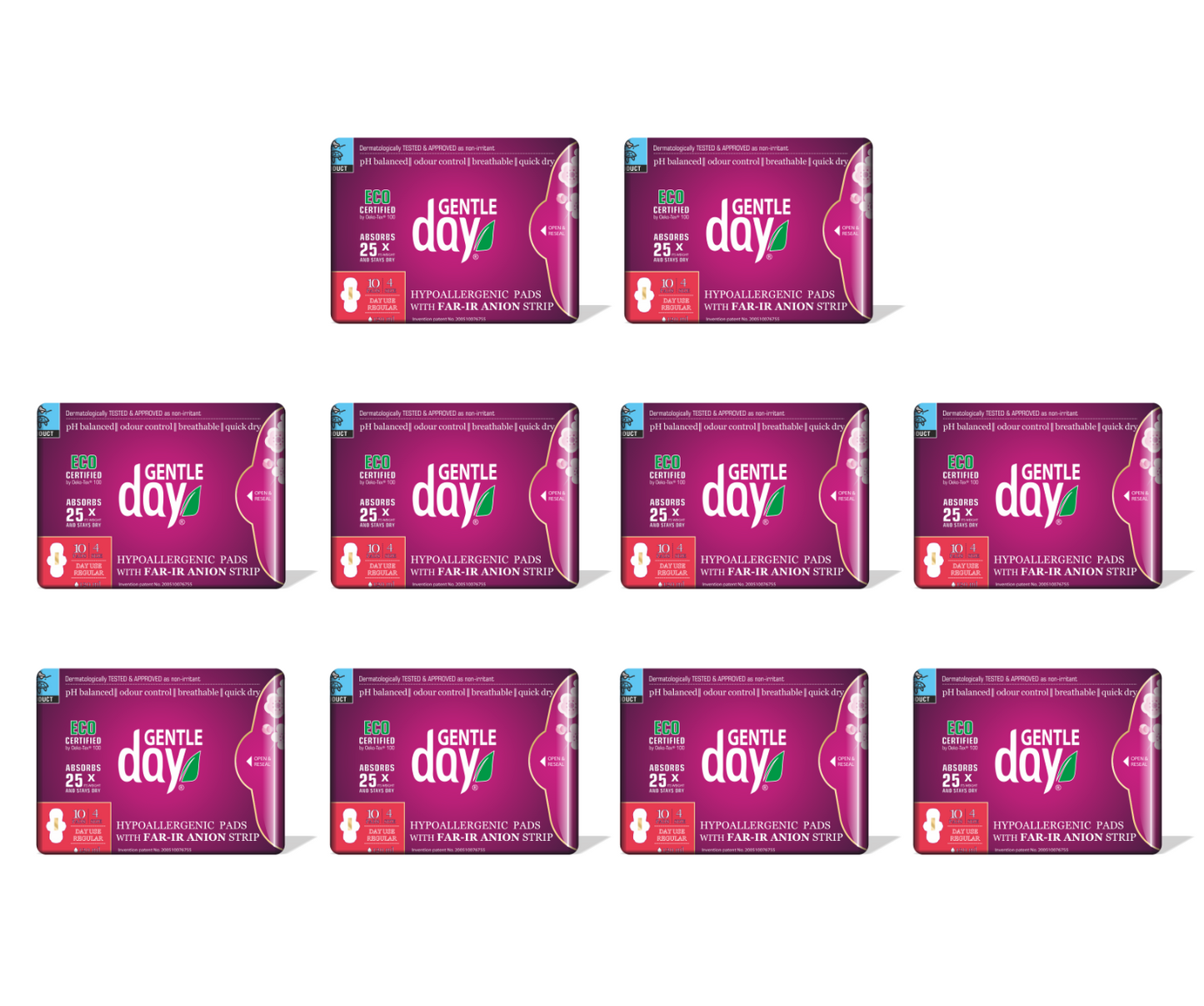Natural Day Pads - 10 Packs, 100 Pads
