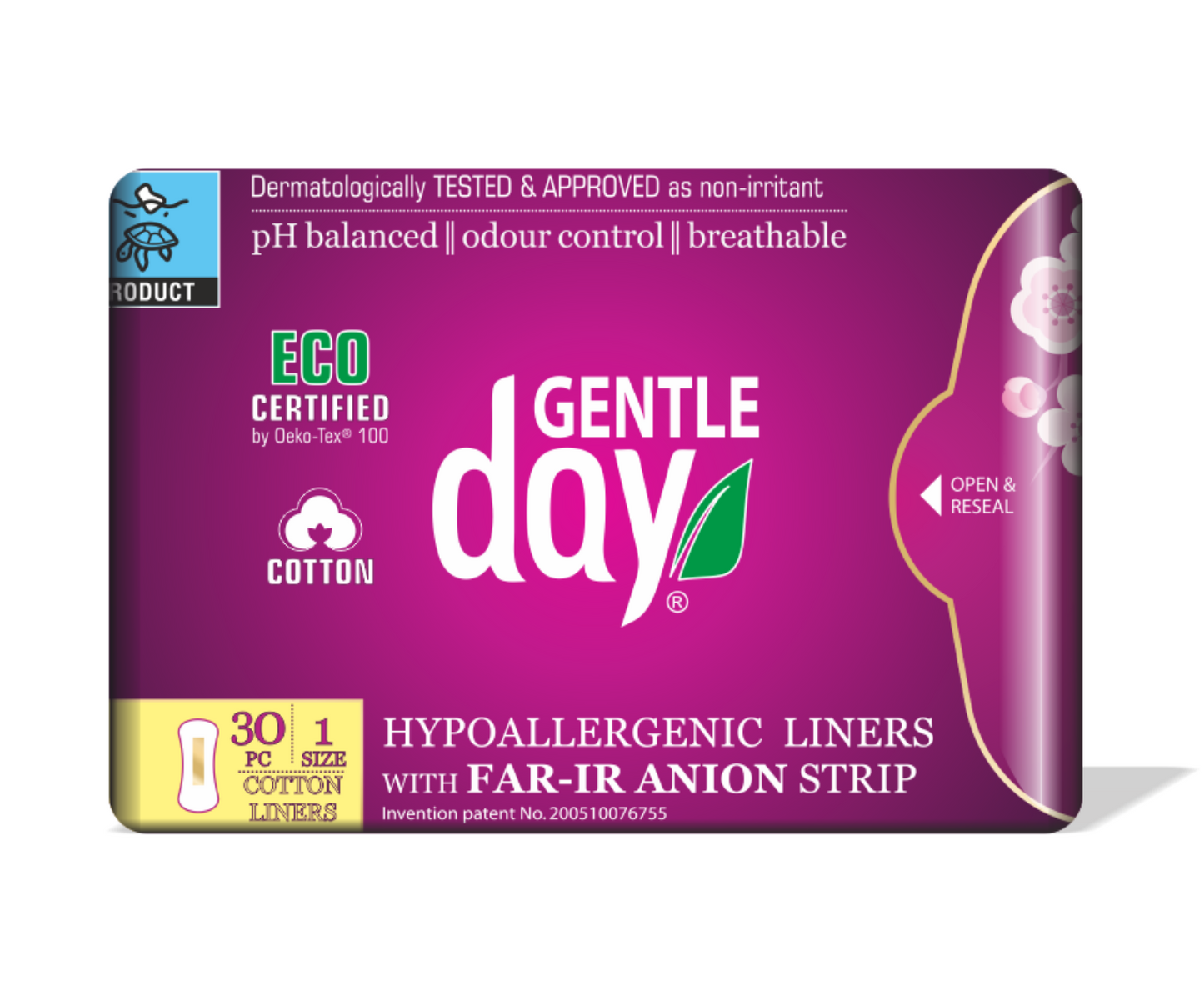 30 Small Natural Panty Liners, Eco Certified with FAR-IR Anion Strip