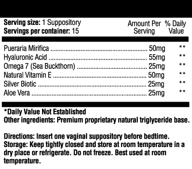 Natural Vaginal Suppositories 15 individually sealed ovules